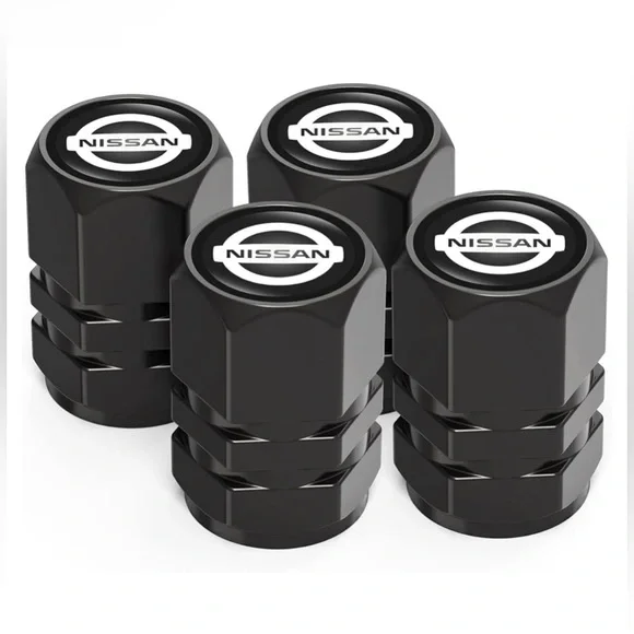 Nissan logo Black Tire Valve Caps, Valve Stem Caps - Picture 2 of 3